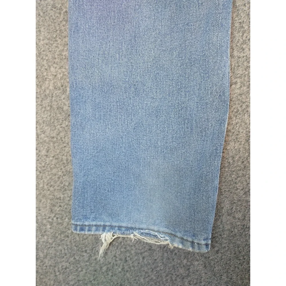 Wrangler 9760WDR Mens Light Wash Straight Leg Distressed Jeans 34x31 Blue Cotton
